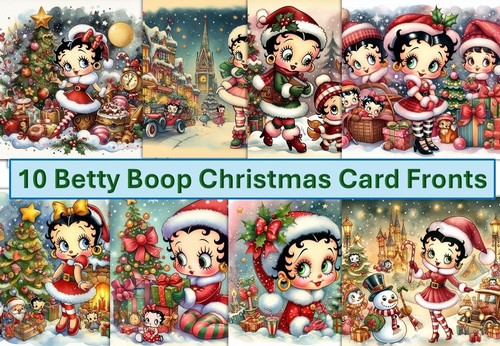 10 Snow White Christmas Card Fronts 6 x 6 JPEG