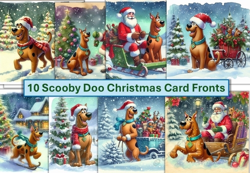 10 Scooby Doo Christmas Card Fronts 6 x 6 JPEG