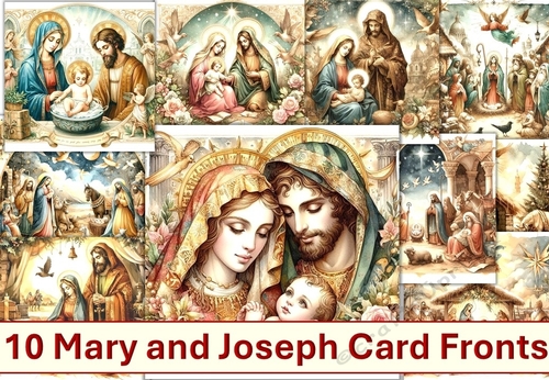 10 Christmas Nativity Scene Card Fronts 8 x 8 JPEGS Pack 2