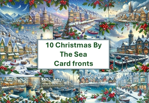 10 Christmas By The Sea Card Fronts 8x8 inches JPEGS