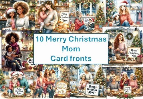 10 Merry Christmas Mom, card fronts 8x8inches JPEGS