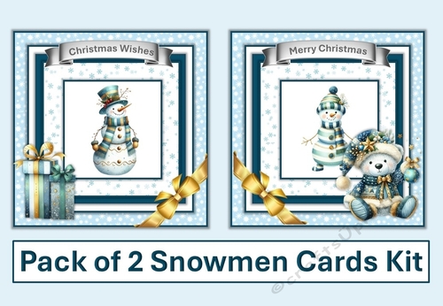 Christmas Snowmen cards kit Pack of 2 with envelope