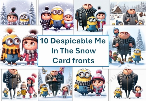 10 Despicable Me, Gru, In The Snow Card Fronts 8x8inches Jpegs