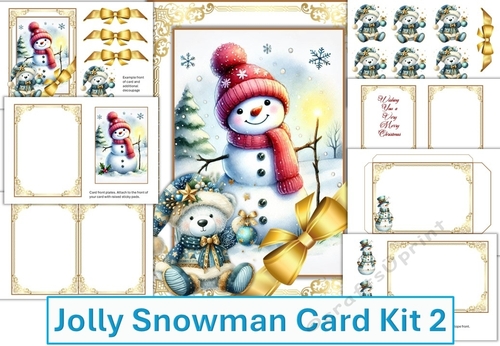 Jolly Christmas Snowman Card Kit 2 JPEG
