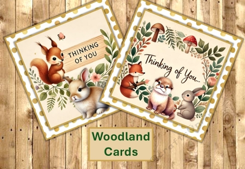 Woodland Thinking of You cards. Pack of two with envelope JPEGS