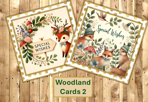 Woodland Special Wishes cards. Pack of two with envelope JPEGS