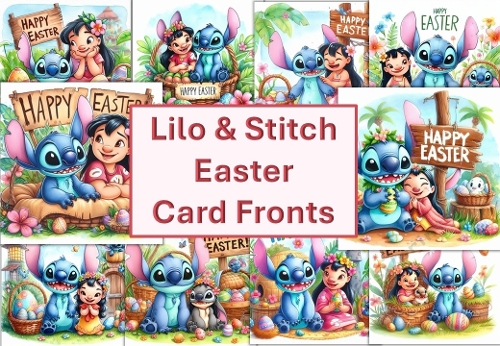 10 Lilo and Stitch Happy Easter Card Fronts 8 x 8 