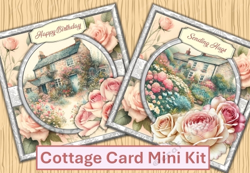 Cottage Cards 6x6 card fronts mini kit. Various sentiments. Pack of two