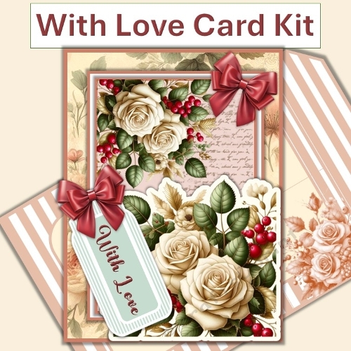 With Love Card with Pockets, tags, inserts and envelope