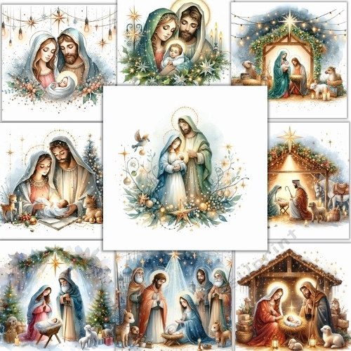 cup1393183_120789 - 10 Christmas Nativity Card Fronts 8x8inches. JPEG