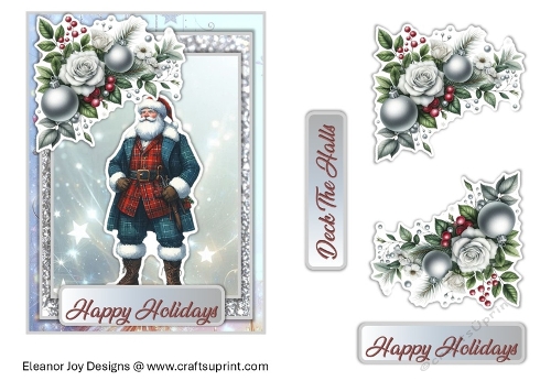 Christmas Santa Card Front 3 with decoupage and tags 