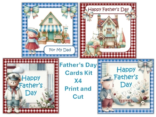 Fathers Day and Male Cards Pack of 4 Nautical 5x5 with inserts