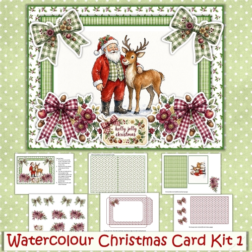 Watercolour Santa Card Making Kit 1 with envelope