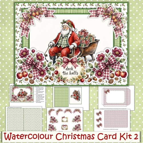 Watercolour Santa Card Making Kit 2 with envelope