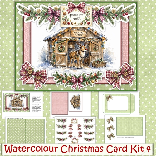 Watercolour Rudolph Card Making Kit 3 with envelope