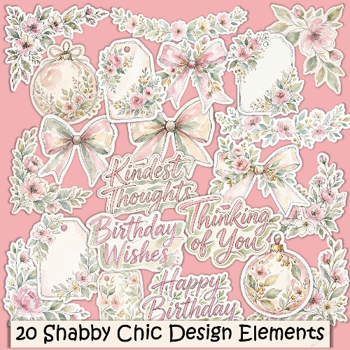 20 Shabby Chic design elements PNGs Commercial Use