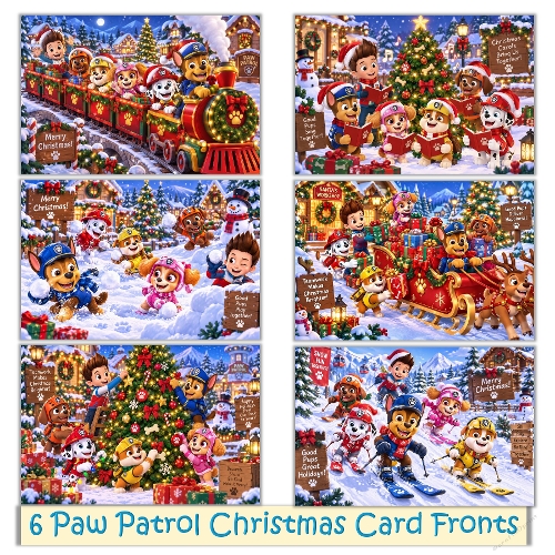 6 Paw Patrol Childrens Christmas Card Fronts