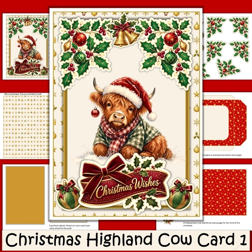 Christmas Highland Cow Card Making Kit 1