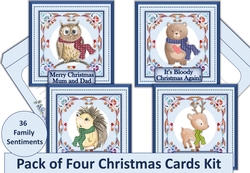 Christmas Woodland Animals. Pack of 4 with inserts and envelopes