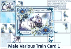 Male Various Train Card 1. With inserts and envelope JPEG and PDF