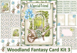 Woodland Fantasy Card Kit 3. 18 sentiments, Card base, inserts, decoupage, envelope