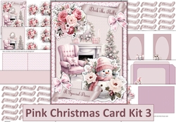 Pink Christmas Card Kit 3 with 48 Sentiment tags, Inserts and envelope