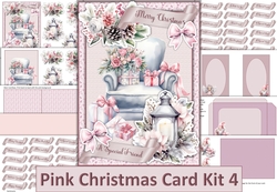 Pink Christmas Card Kit 4 with 48 Sentiment tags, Inserts and envelope