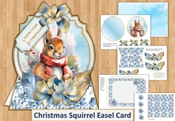 Christmas Squirrel Easel Card. JPEG and PDF