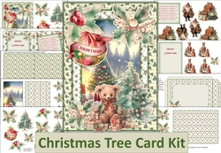 Christmas Tree Card Kit with decoupage, inserts and envelope