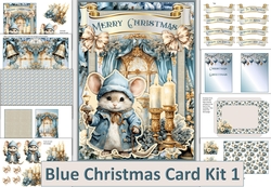 Christmas Blue Card Making Kit 1 Various tags and envelope