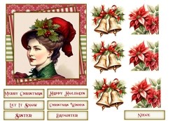 Christmas Ladies Quick Card for Sister, Daughter, Niece with decoupage and sentiments