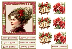 Christmas Ladies Quick Card for Friend with decoupage and sentiments