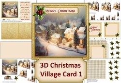 3D Decoupage Christmas Village card kit 1 with inserts and envelope