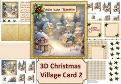 3D Decoupage Christmas Village card kit 2 with inserts and envelope