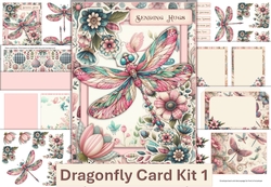Dragonfly Card Making Kit 1 with inserts and envelope JPEG and PDF