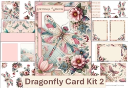 Dragonfly Card Making Kit 2 with inserts and envelope JPEG and PDF