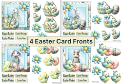 4 Easter Card Fronts with decoupage and sentiments 5 x 5