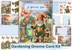Male Gnome Garden Card Kit. Male relatives sentiments. with inserts and envelope
