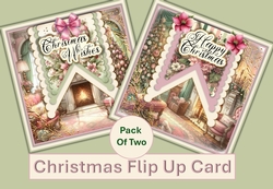 Vintage Shabby Chic Christmas Flip Up Cards. Pack of Two