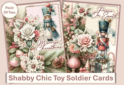 Shabby Chic Christmas Cards Pack of Two with envelopes