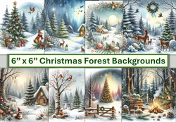 8 Christmas Forest Card fronts 6 x 6 JPEG