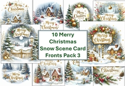 10 8x8 Christmas Scenes Merry Christmas sentiment card fronts pack 3