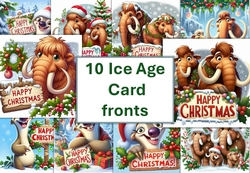 10 Ice Age Card fronts with Happy Christmas sentiment. 8x8 inches. JPEG