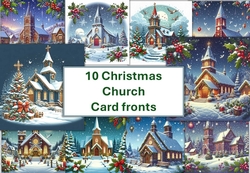 10 Christmas Church Card fronts. 8x8 inches. JPEG