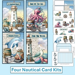 Image of cup1157443_120789 - 4 Soul Of The Sea Nautical Cards Kit with Main card base, decoupage and envelope JPEG and PDF