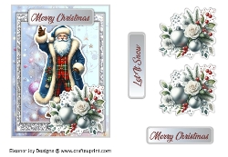 Christmas Santa Card Front 1 with decoupage and tags