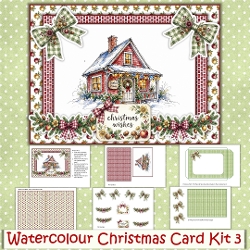 Watercolour Santa House Card Making Kit 3 with envelope