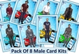 Male Cards Pack of Eight to Make JPEGs and PDF