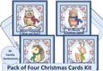 Christmas Woodland Animals. Pack of 4 with inserts and envelopes
