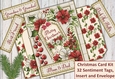 Christmas Flowers Card Kit 1. 32 sentiment tags, inserts and envelope